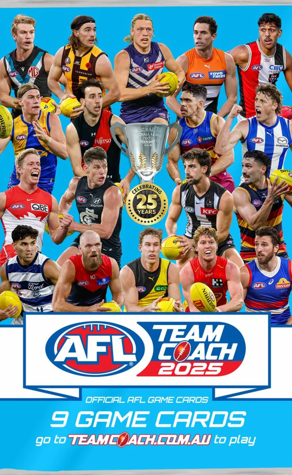 AFL Football - 2025 TeamCoach Footy Trading Cards Pack (9 Cards)