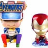 Avengers 4: Endgame - Iron Man Chrome Mask Light-Up & Movbi Cosbaby 3.75” Hot Toys Bobble-Head Figure 2-Pack **Non-Mint Packaging**
