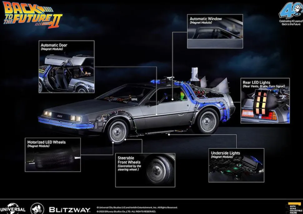 Back to the Future Part II - DeLorean Time Machine 1/6th Scale Action Figure Vehicle Replica