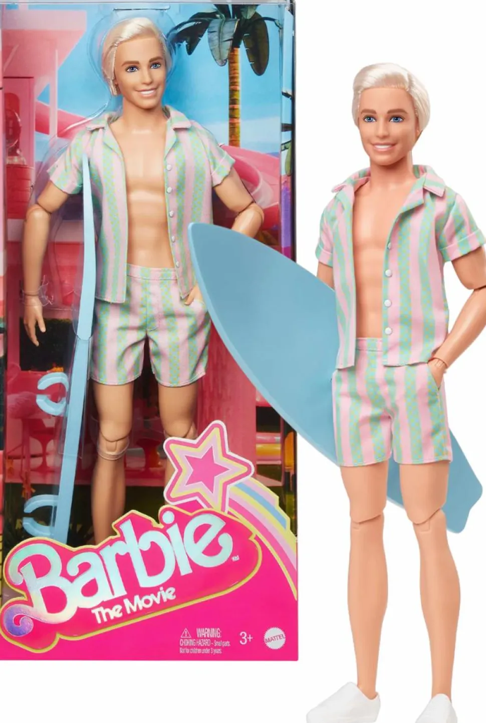 Barbie (2023) - Ken in Pastel Striped Beach Matching Set Doll