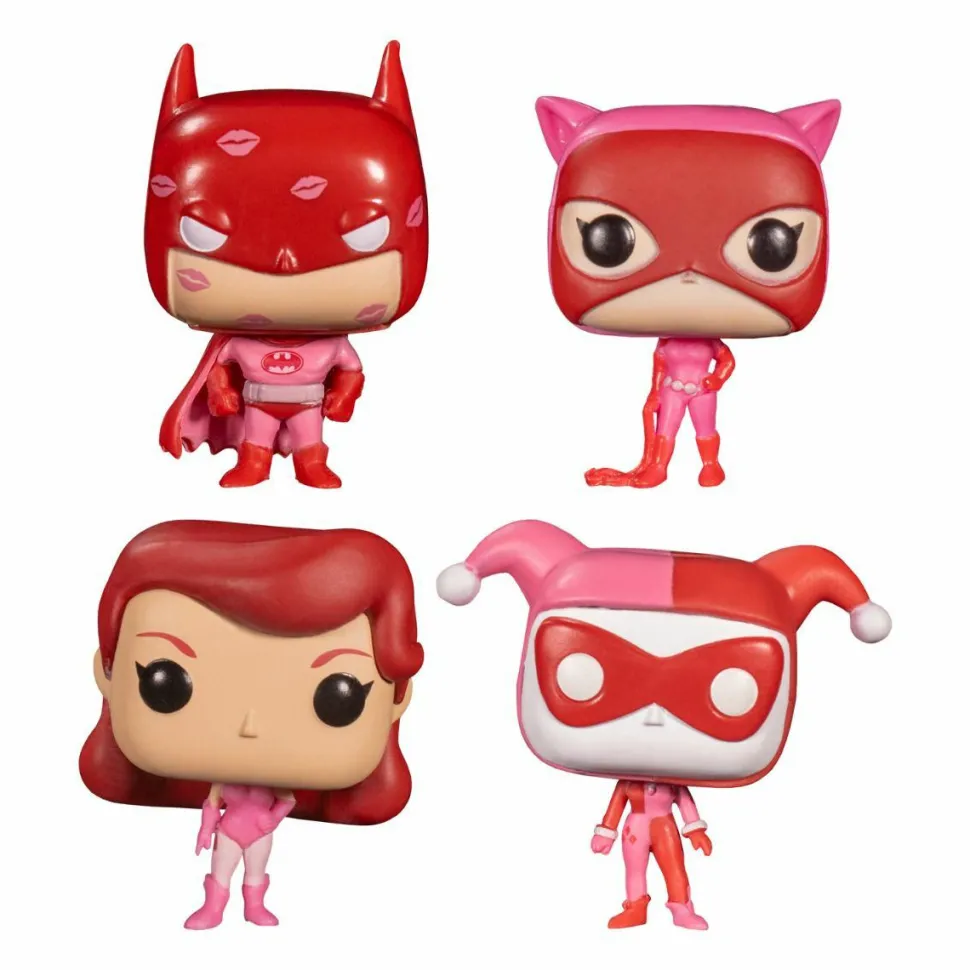 Batman: The Animated Series - Batman, Catwoman, Harley Quinn, Poison Ivy Valentine’s Day Heart-Shaped Box Pocket Pop! Vinyl Figure 4-Pack
