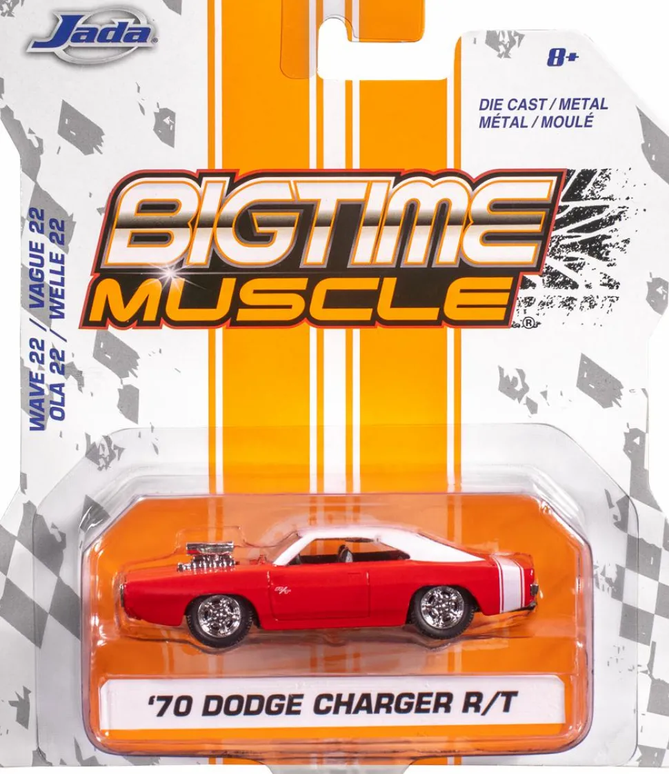Big Time Muscle - Red & White 1970 Dodge Charger R/T 1/64th Scale Die-Cast Vehicle Replica (Wave 22)