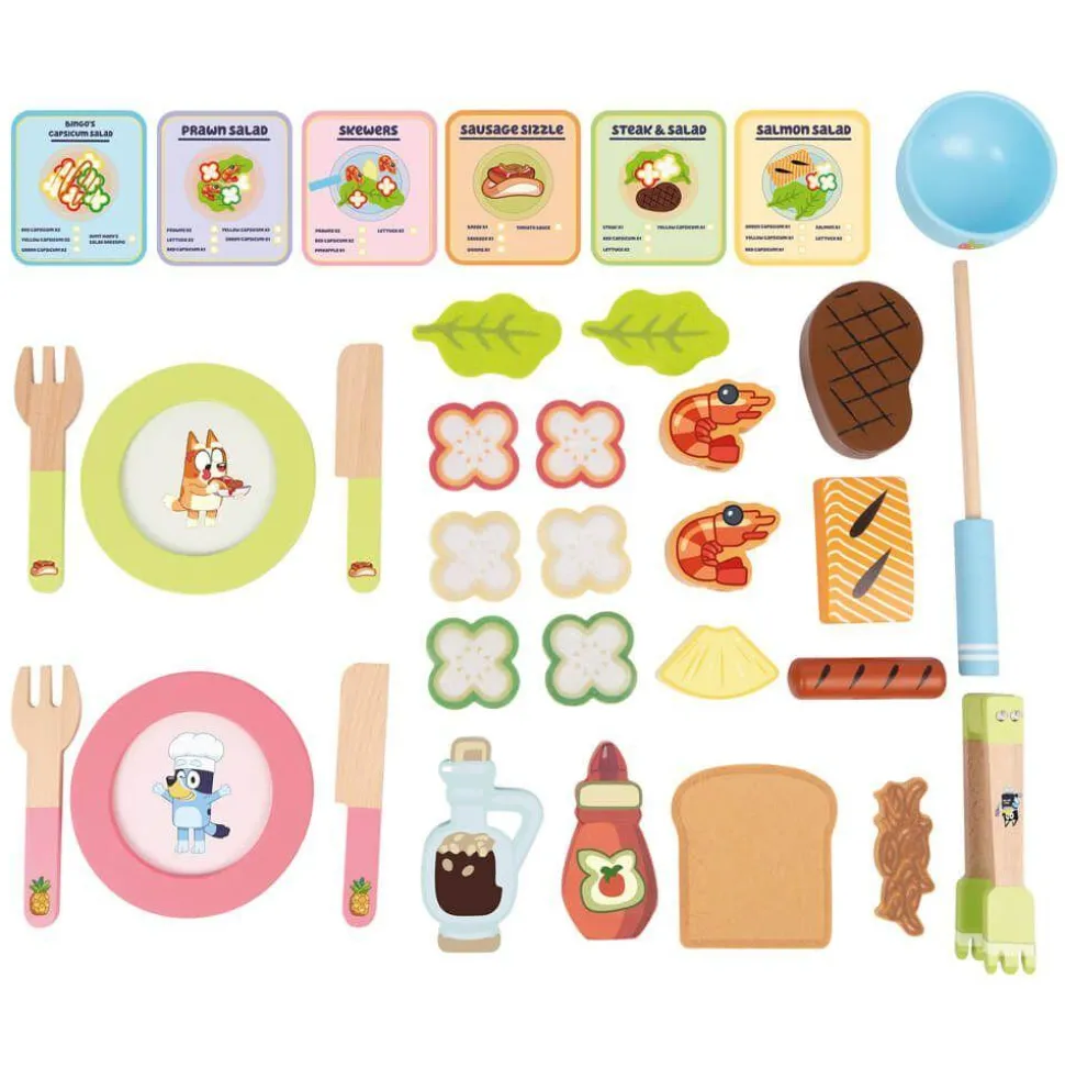 Bluey - Wooden BBQ and Salad Set Playset