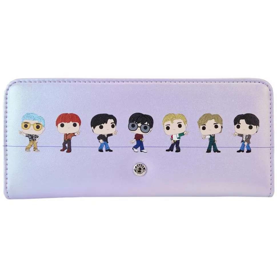 BTS - Pop! Logo Iridescent Purple 4" Faux Leather Flap Wristlet Wallet