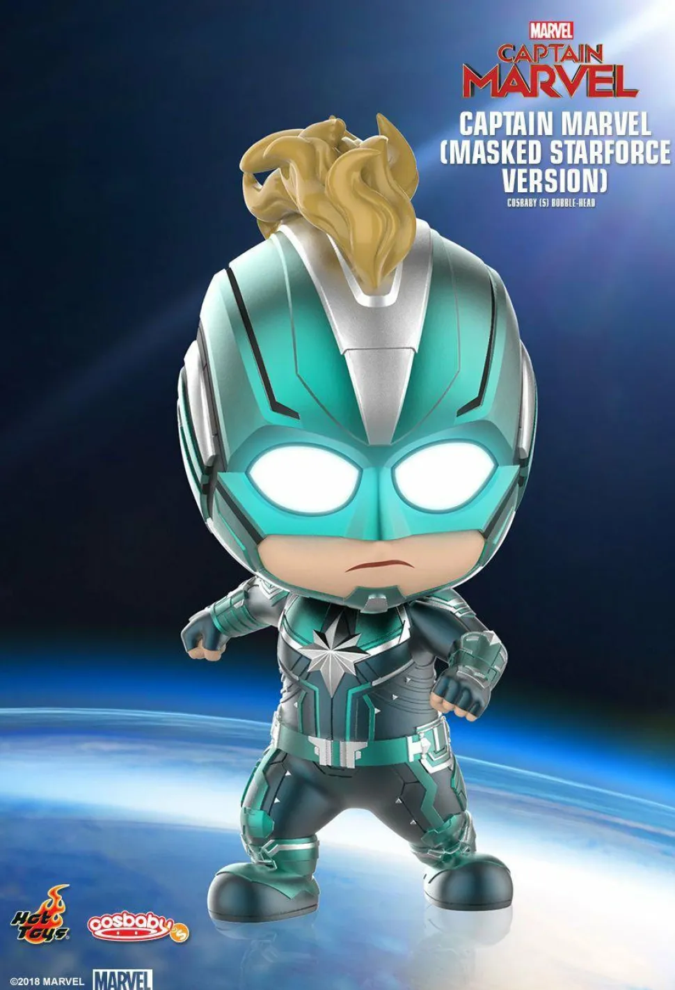 Captain Marvel (2019) - Captain Marvel Masked Starforce Cosbaby Hot Toys Bobble-Head Figure