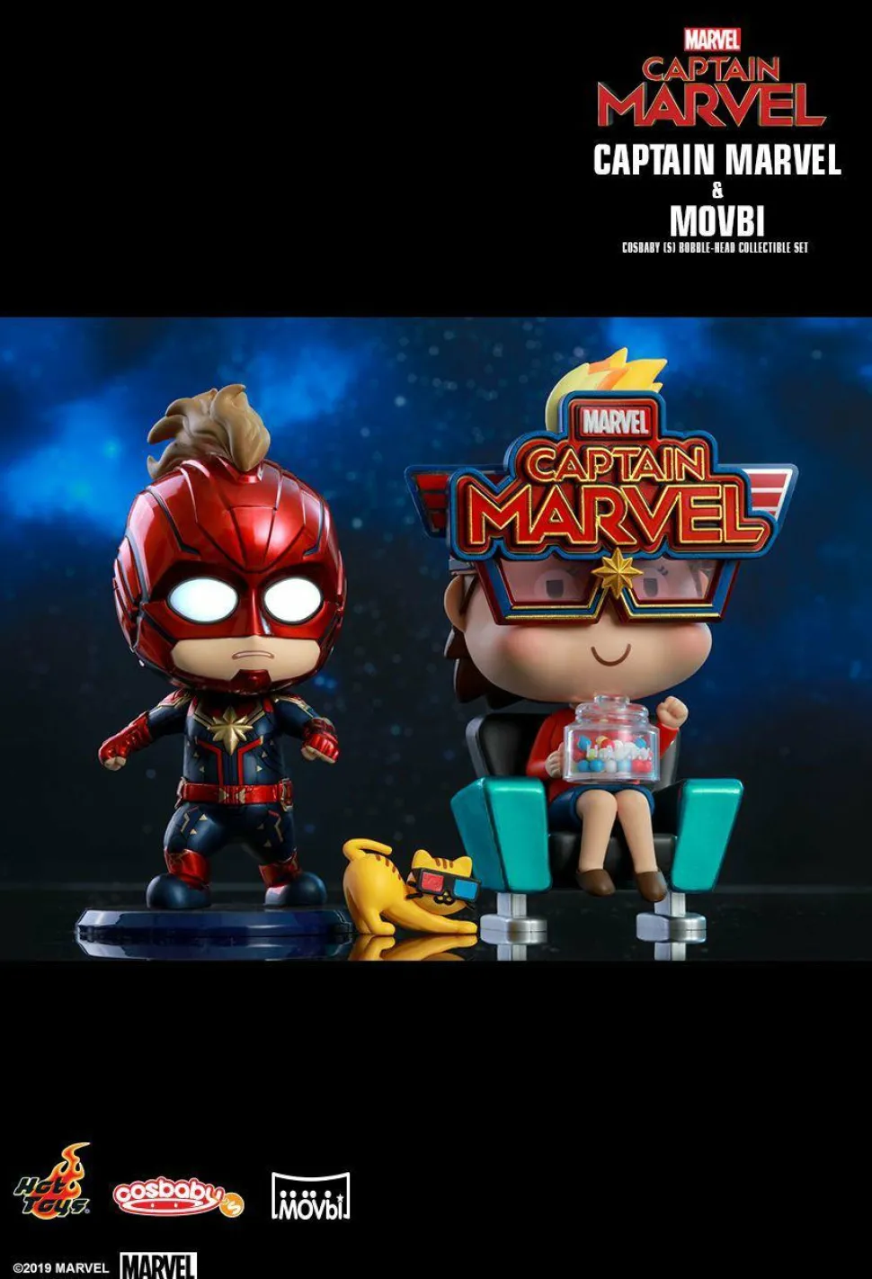 Captain Marvel (2019) - Captain Marvel & Movbi Cosbaby Hot Toys Bobble-Head Figure 2-Pack