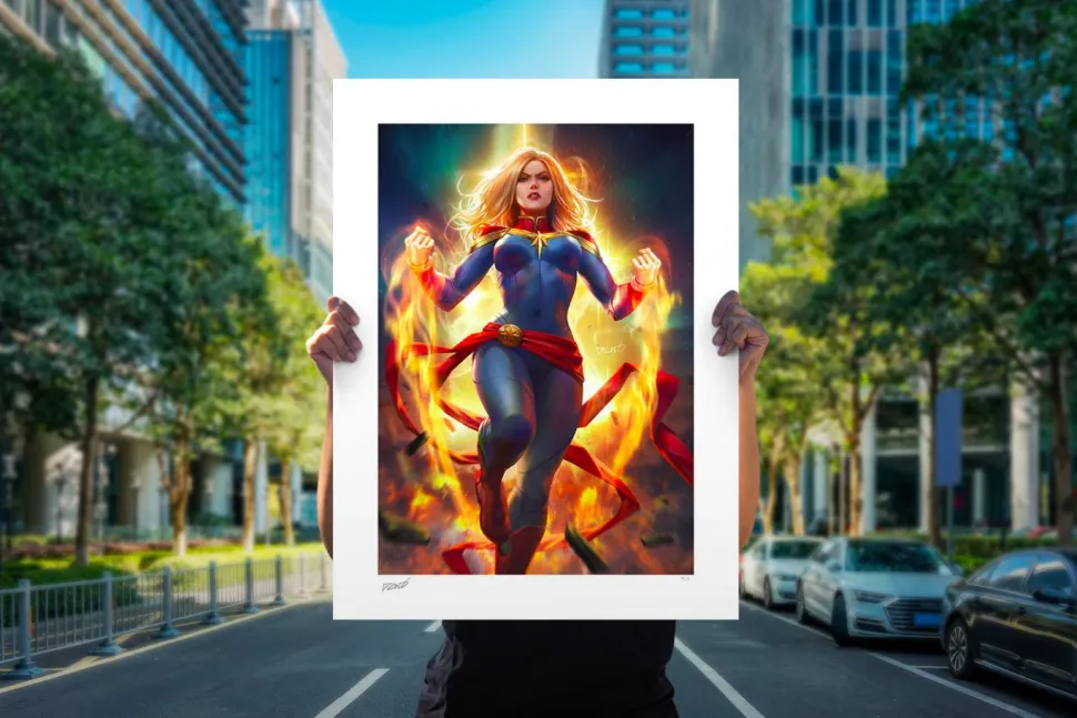 Captain Marvel - Captain Marvel Fine Art Print by Derrick Chew