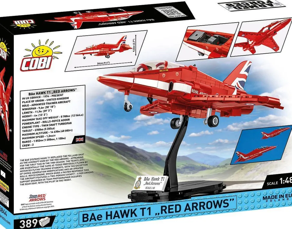 Cobi: Armed Forces - BAe Hawk T1 "Red Arrows" Jet 1/48th Scale Building Block Construction Set (389 Pieces)