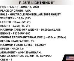 Cobi: Armed Forces - F-35B Lightning II (USAF) 1/48th Scale Building Block Construction Set (594 Pieces)