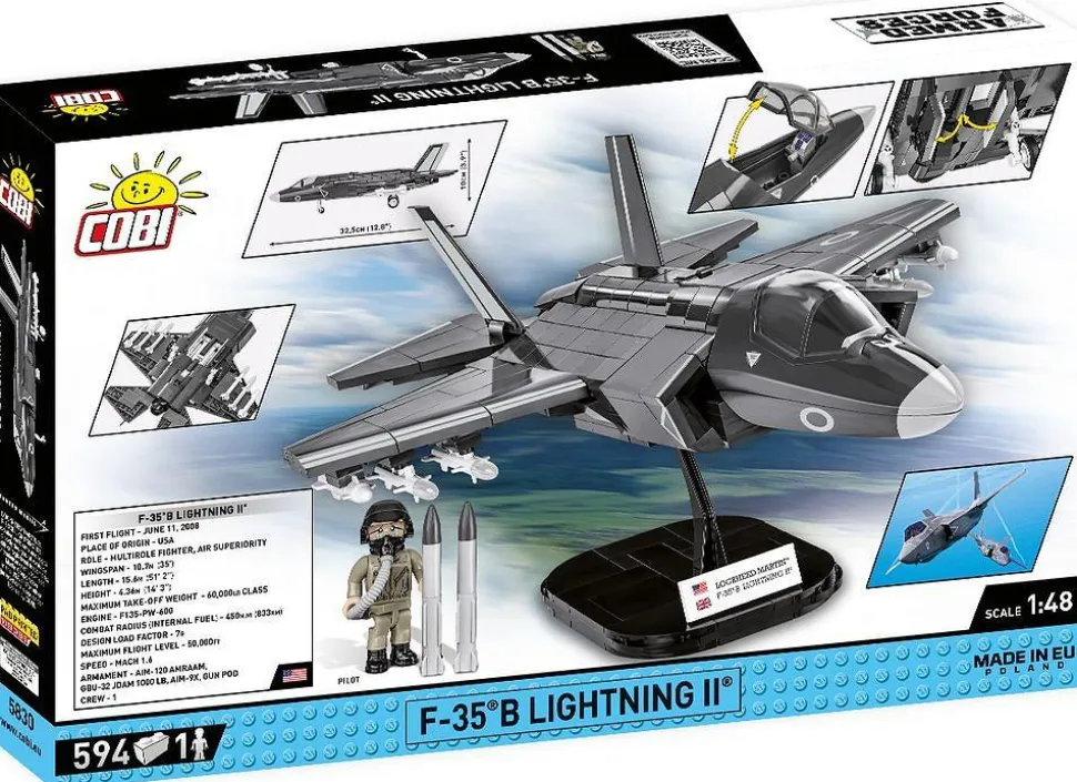 Cobi: Armed Forces - F-35B Lightning II Fighter Jet 1/48th Scale Building Block Construction Set (594 Pieces)