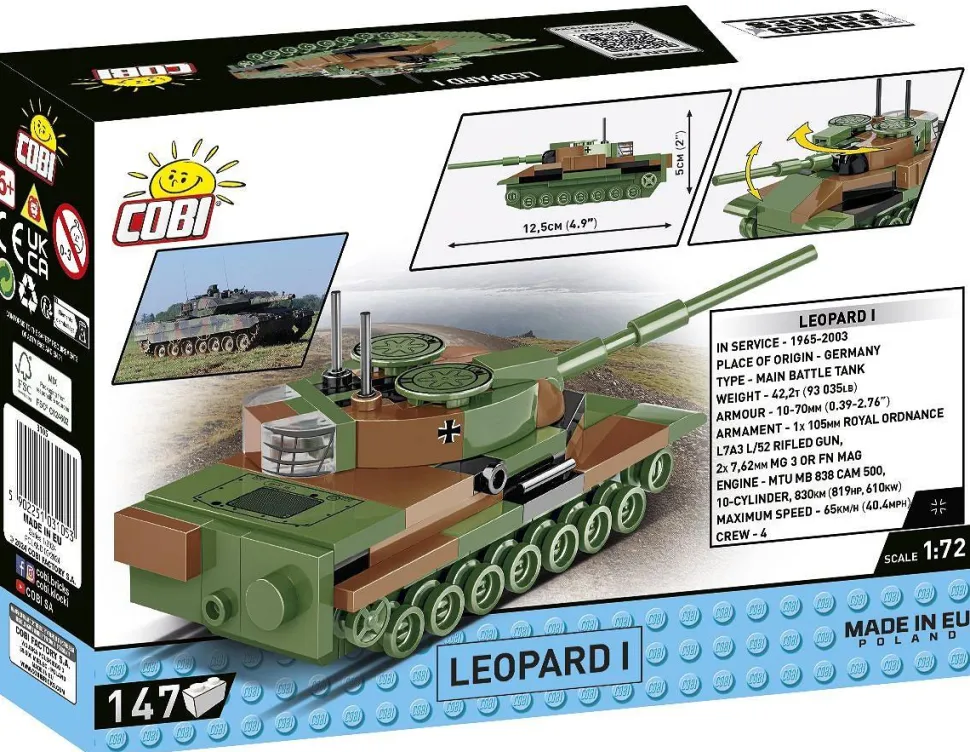 Cobi: Armed Forces - Leopard I Tank 1/72 Scale Building Block Construction Set (147 Pieces)