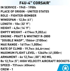 Cobi: Korean War - F4U-4 Corsair Fighter Bomber Historical Collection 1/32 Scale Building Block Construction Set (520 Pieces)