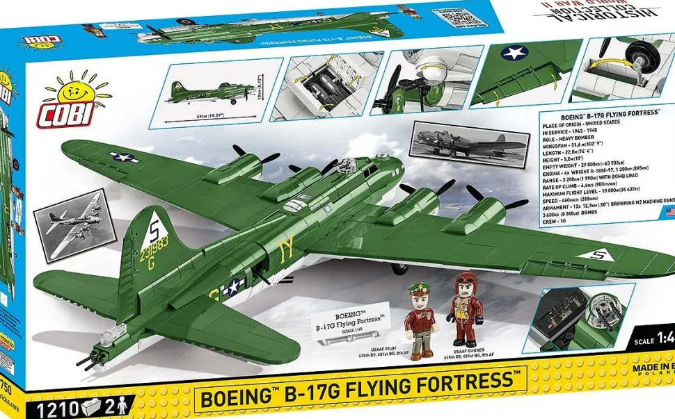 Cobi: World War II - Boeing B-17G Flying Fortress Heavy Bomber Plane Historical Collection 1/48th Scale Building Block Construction Set (1210 Pieces)