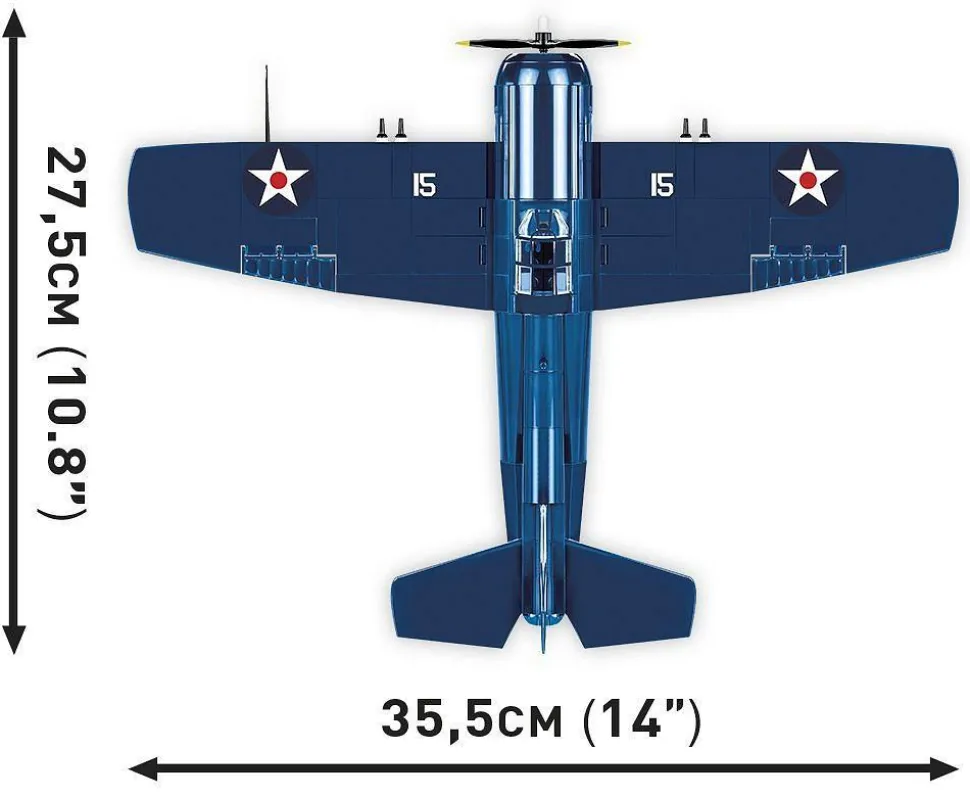 Cobi: World War II - F4F Wildcat (Northrop Grumman) Fighter Plane Historical Collection 1/32 Scale Building Block Construction Set (375 Pieces)