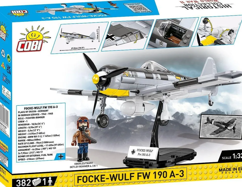 Cobi: World War II - Focke-Wulf FW 190-A3 Fighter Bomber Plane Historical Collection 1/32 Scale Building Block Construction Set (382 Pieces)