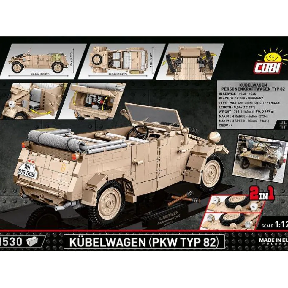 Cobi: World War II - Kubelwagen (PKW TYP 82) Executive Edition Historical Collection 1/12th Scale Building Block Construction Set (1530 Pieces)