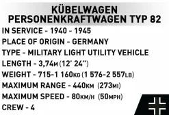 Cobi: World War II - Kubelwagen TYP 82 Historical Collection 1/12th Scale Building Block Construction Set (1326 Pieces)