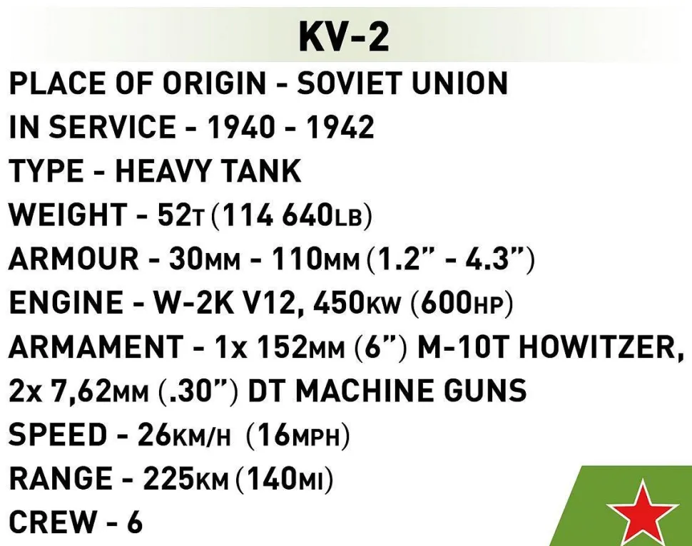 Cobi: World War II - KV-2 Tank Historical Collection 1/48th Scale Building Block Construction Set (510 Pieces)