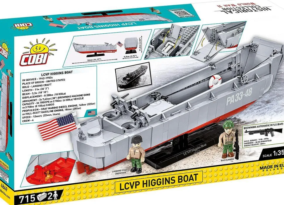 Cobi: World War II - LCVP Higgins Boat Historical Collection 1/35th Scale Building Block Construction Set (715 Pieces)