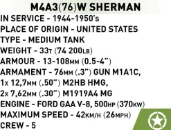 Cobi: World War II - M4A3 Sherman Tank Historical Collection 1/72 Scale Building Block Construction Set (103 Pieces)