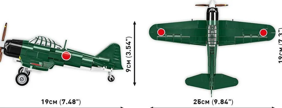 Cobi: World War II - Mitsubishi A6M2 "Zero" Fighter Plane Historical Collection 1/48th Scale Building Block Construction Set (170 Pieces)
