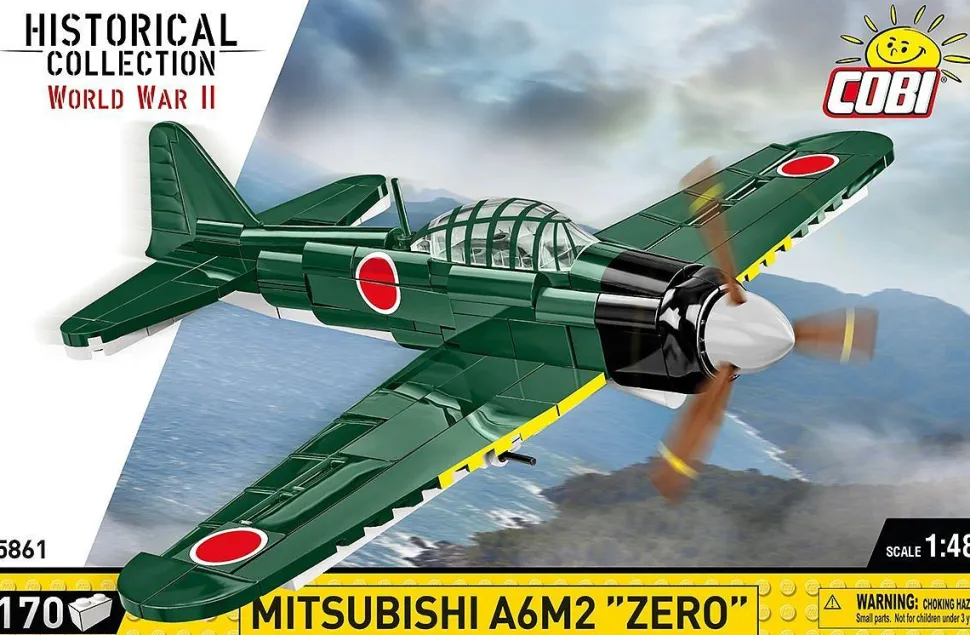 Cobi: World War II - Mitsubishi A6M2 "Zero" Fighter Plane Historical Collection 1/48th Scale Building Block Construction Set (170 Pieces)