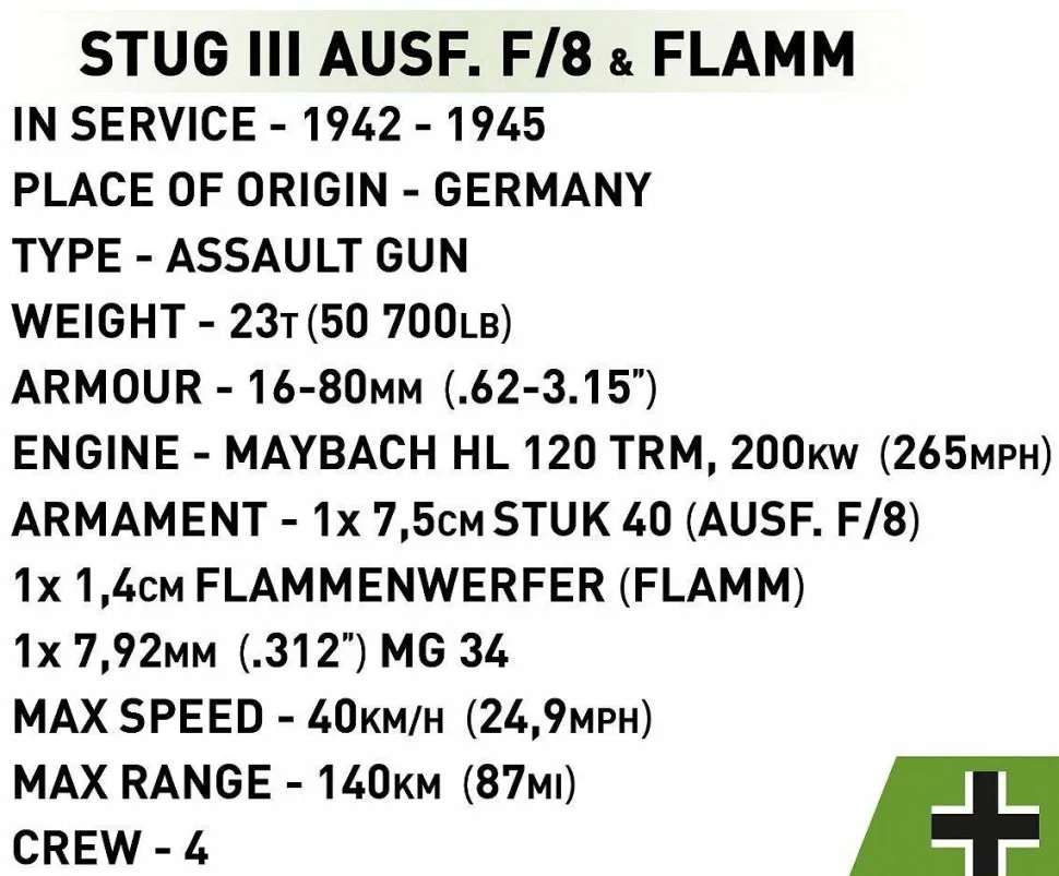Cobi: World War II - Stug III Ausf. F/8 & Flammpanzer Tank 2-in-1 Historical Collection 1/35th Scale Building Block Construction Set (548 Pieces)