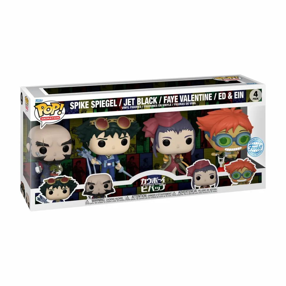 Cowboy Bebop - Spike Spiegel, Jet Black, Faye Valentine, Ed & Ein Pop! Vinyl Figure 4-Pack
