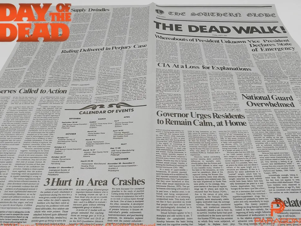 Day of the Dead (1985) - "The Dead Walk!" Newspaper 1:1 Scale Life-Scale Prop Replica