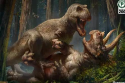 Dinosauria - T-Rex vs Triceratops Premium Art Print by RJ Palmer