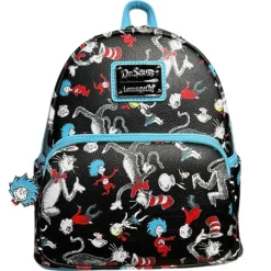 Dr. Seuss - Cat in the Hat Print 10” Faux Leather Mini Backpack