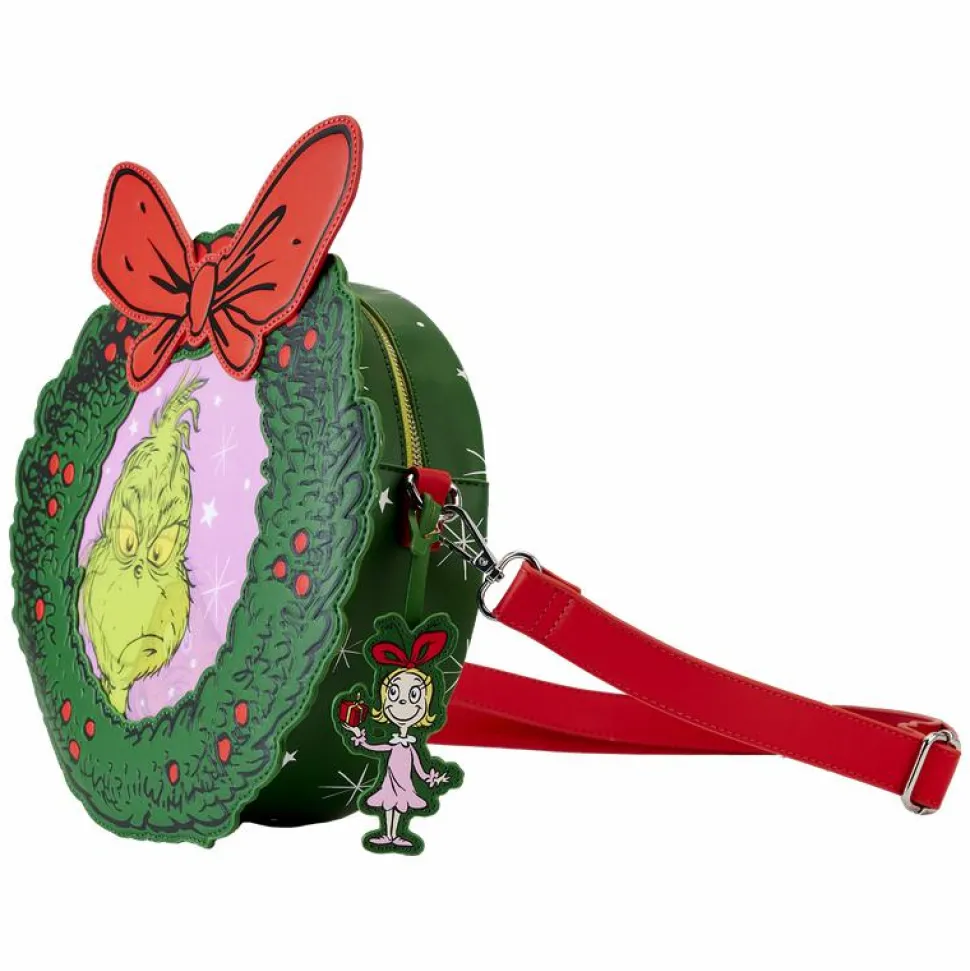 Dr. Seuss - The Grinch Wreath Lenticular 9" Faux Leather Crossbody Bag