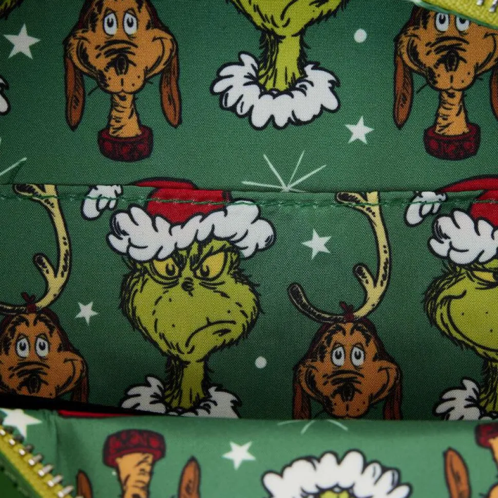 Dr. Seuss - The Grinch Wreath Lenticular 9" Faux Leather Crossbody Bag