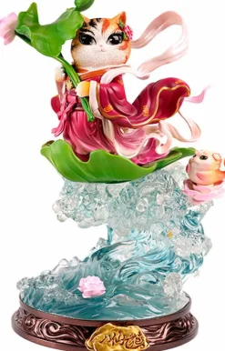 Eight Immortals and Nine Cats - He Xiangu Cat 10” Statue