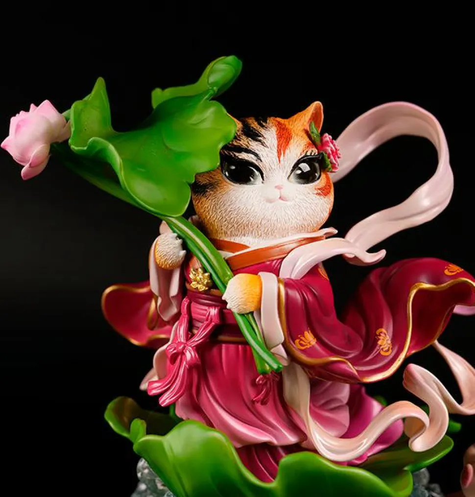 Eight Immortals and Nine Cats - He Xiangu Cat 10” Statue