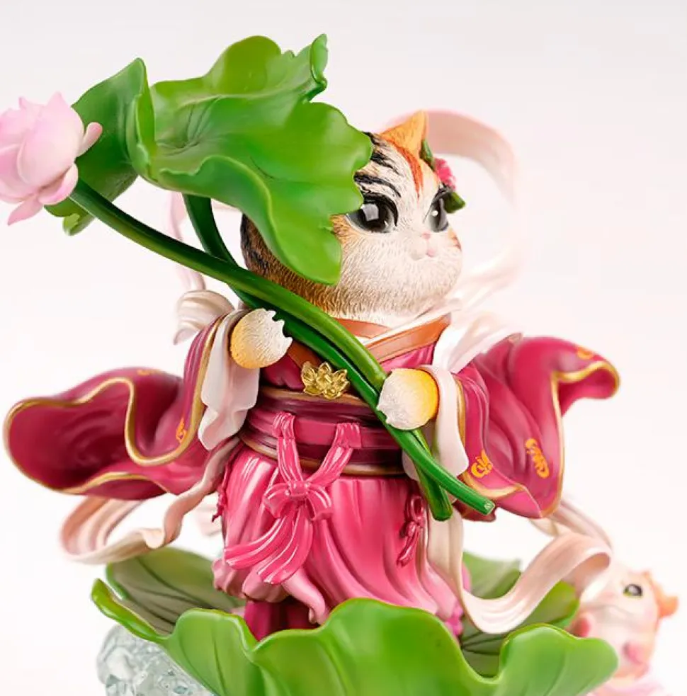 Eight Immortals and Nine Cats - He Xiangu Cat 10” Statue