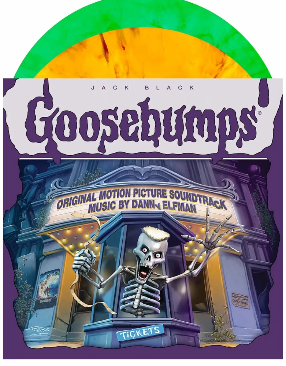 Goosebumps (2015) - Original Motion Picture Music by Danny Elfman 2xLP Vinyl Record (“The Haunted Mask" Neon Green Marble & Fire Orange Coloured Vinyl)