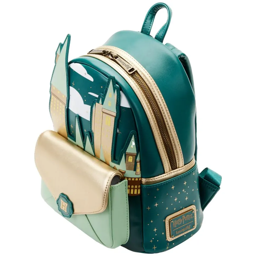 Harry Potter - Golden Hogwarts Castle 10” Faux Leather Mini Backpack