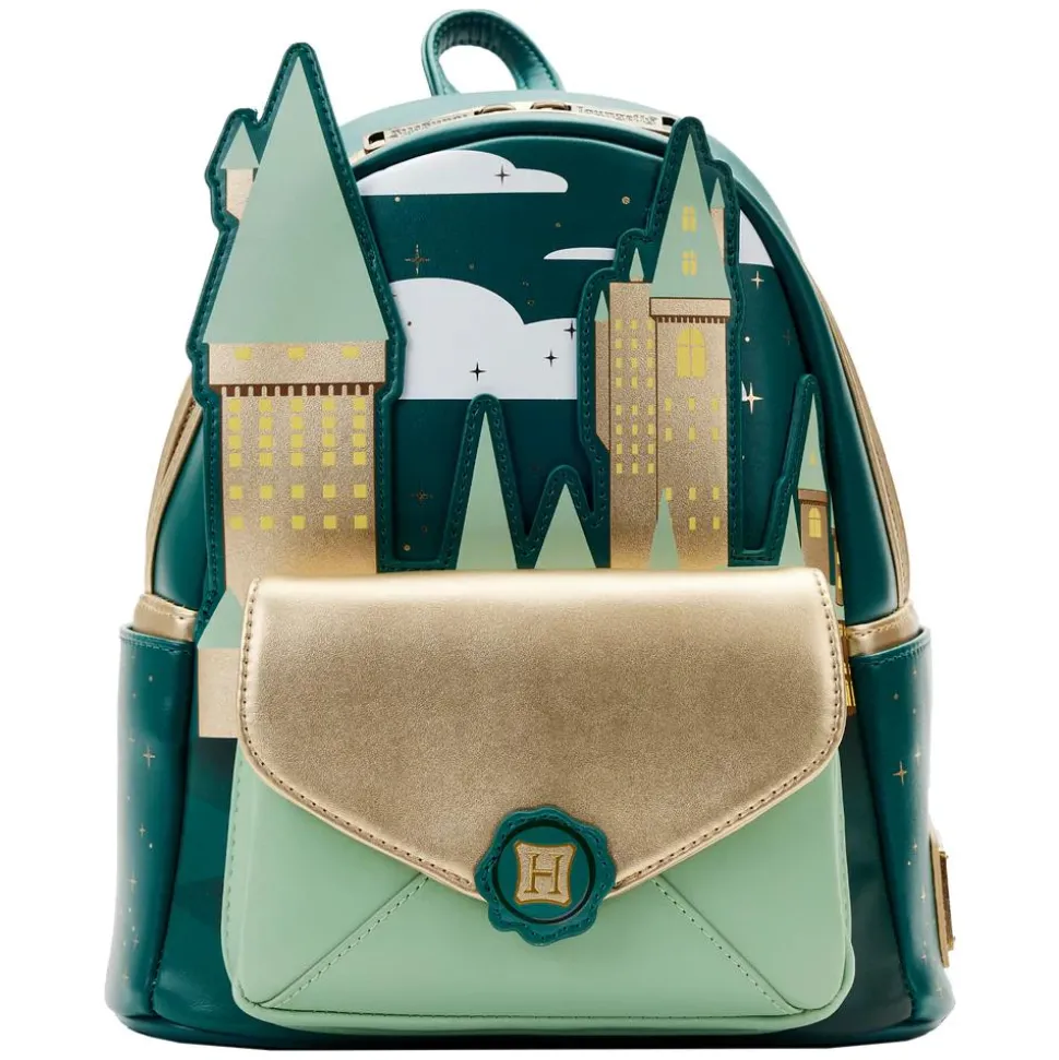 Harry Potter - Golden Hogwarts Castle 10” Faux Leather Mini Backpack