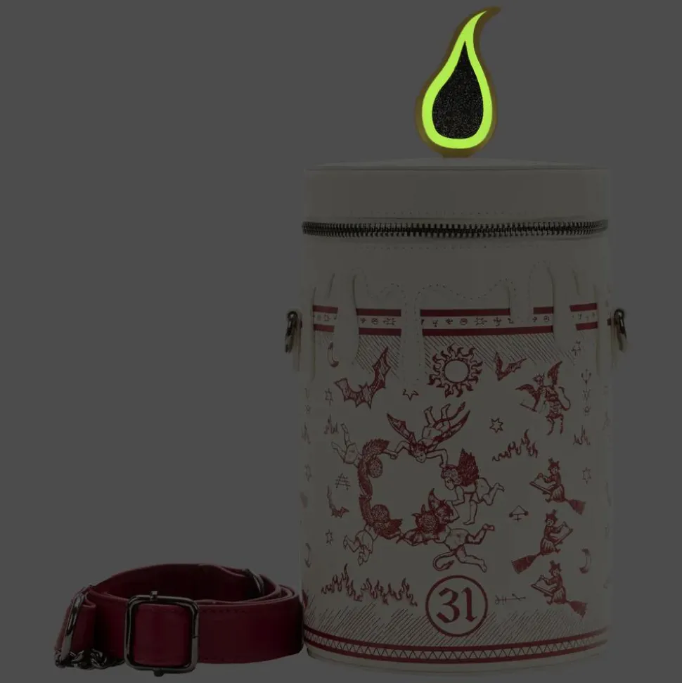 Hocus Pocus - Black Flame Candle Glow in the Dark 10” Faux Leather Crossbody Bag