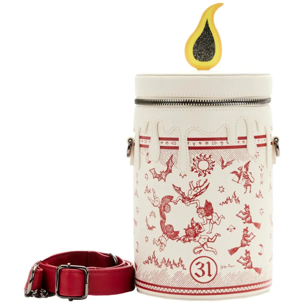 Hocus Pocus - Black Flame Candle Glow in the Dark 10” Faux Leather Crossbody Bag