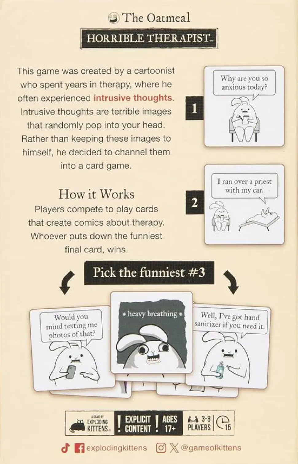 Horrible Therapist (Base Edition) - A Party Game by Exploding Kittens Card Game