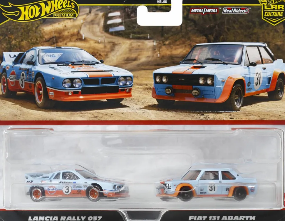 Hot Wheels - Lancia Rally 037 & Fiat 131 Abarth Hot Wheels Premium Car Culture Real Riders 1/64th Scale Die-Cast Vehicle Replica 2-Pack
