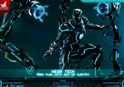 Iron Man 2 - Neon Tech Iron Man with Suit-Up Gantry 1/6th Scale Hot Toys Action Figure Set
