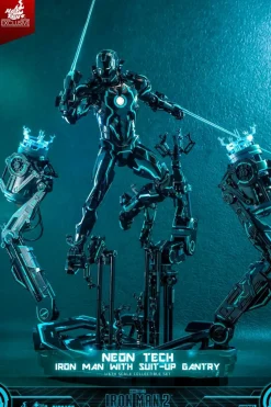 Iron Man 2 - Neon Tech Iron Man with Suit-Up Gantry 1/6th Scale Hot Toys Action Figure Set