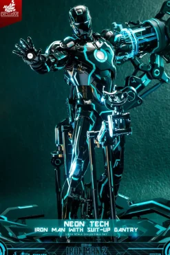 Iron Man 2 - Neon Tech Iron Man with Suit-Up Gantry 1/6th Scale Hot Toys Action Figure Set