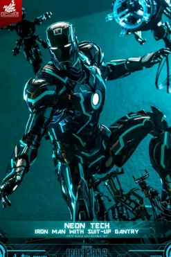 Iron Man 2 - Neon Tech Iron Man with Suit-Up Gantry 1/6th Scale Hot Toys Action Figure Set