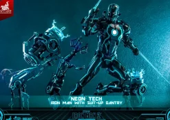 Iron Man 2 - Neon Tech Iron Man with Suit-Up Gantry 1/6th Scale Hot Toys Action Figure Set