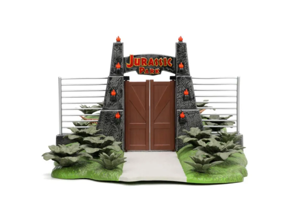 Jurassic Park - Jurassic Park Gate with Jeep Wrangler & Ford Explorer Nano Hollywood Rides Nano Scene 1.65" Scale Die-Cast Playset