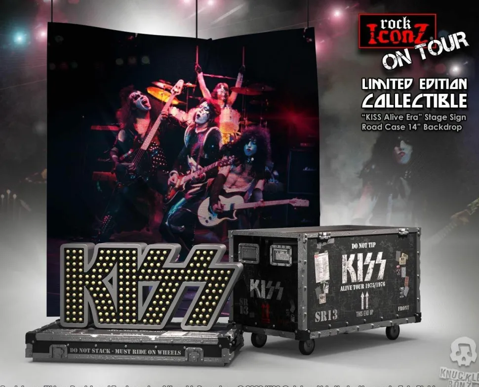 KISS - Alive! Stage Sign Road Case & Stage Backdrop Rock Iconz On Tour Scaled Replica
